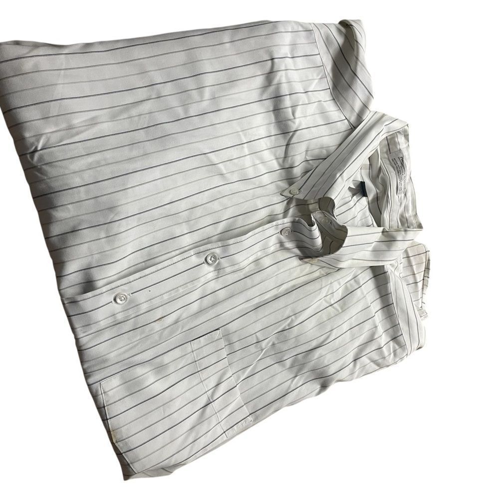 Stafford size 20 half sleeve White Striped Button-Up Shirt